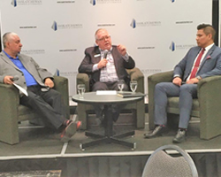 Panelist Richard Ahenakew(L) & Thomas Benjoe (R) with Steve McLellan, CEO Sask Chamber